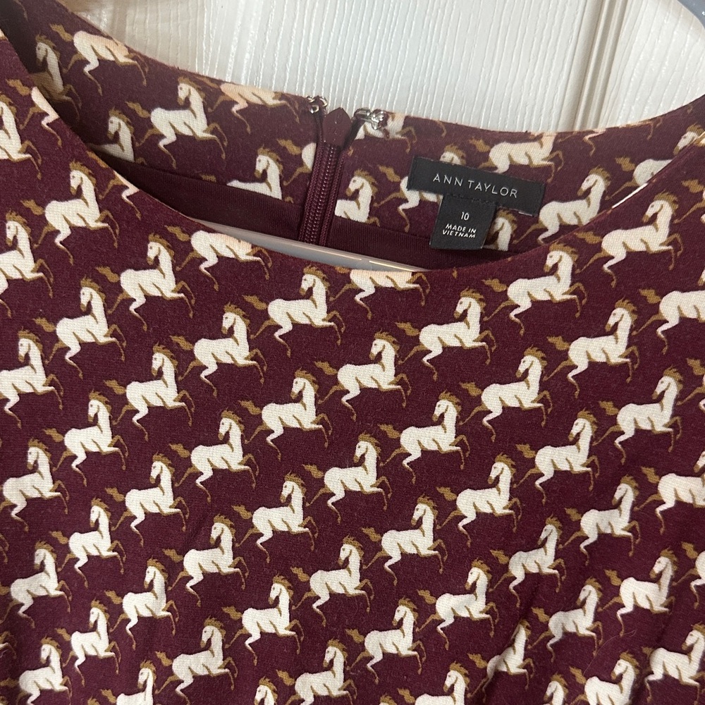 Ann Taylor Maroon Equestrian Pattern Dress